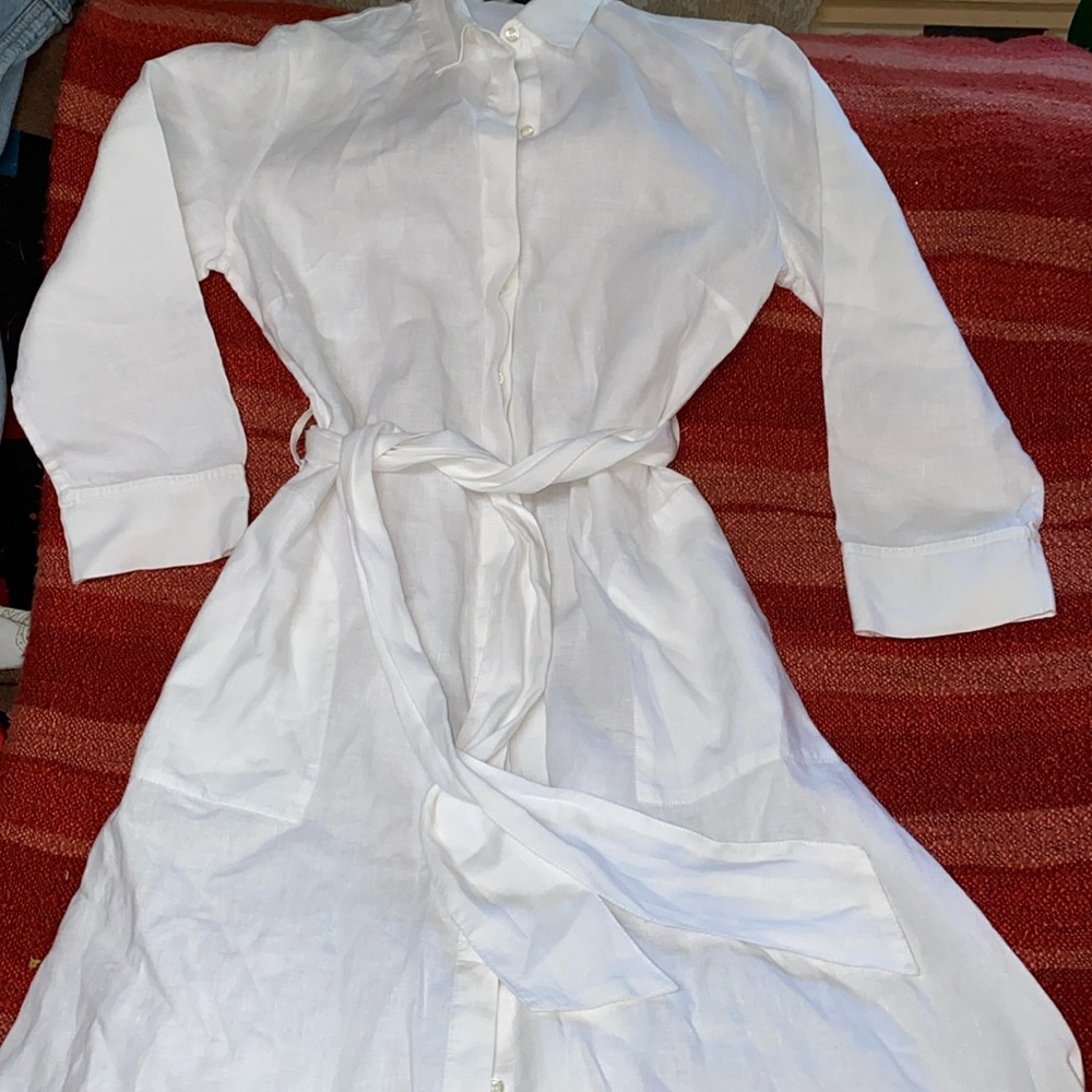 SAKS FIFTH AVENUE 100%LINEN SHIRT DRESS SZ SMALL